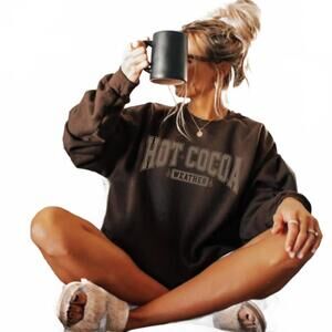 NEW TCEC hot cocoa crewneck sweater in brown